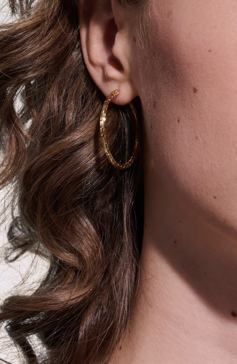 John Hardy Carved Chain Hoop Earrings, Gold, 30mm, Alternate, color, 