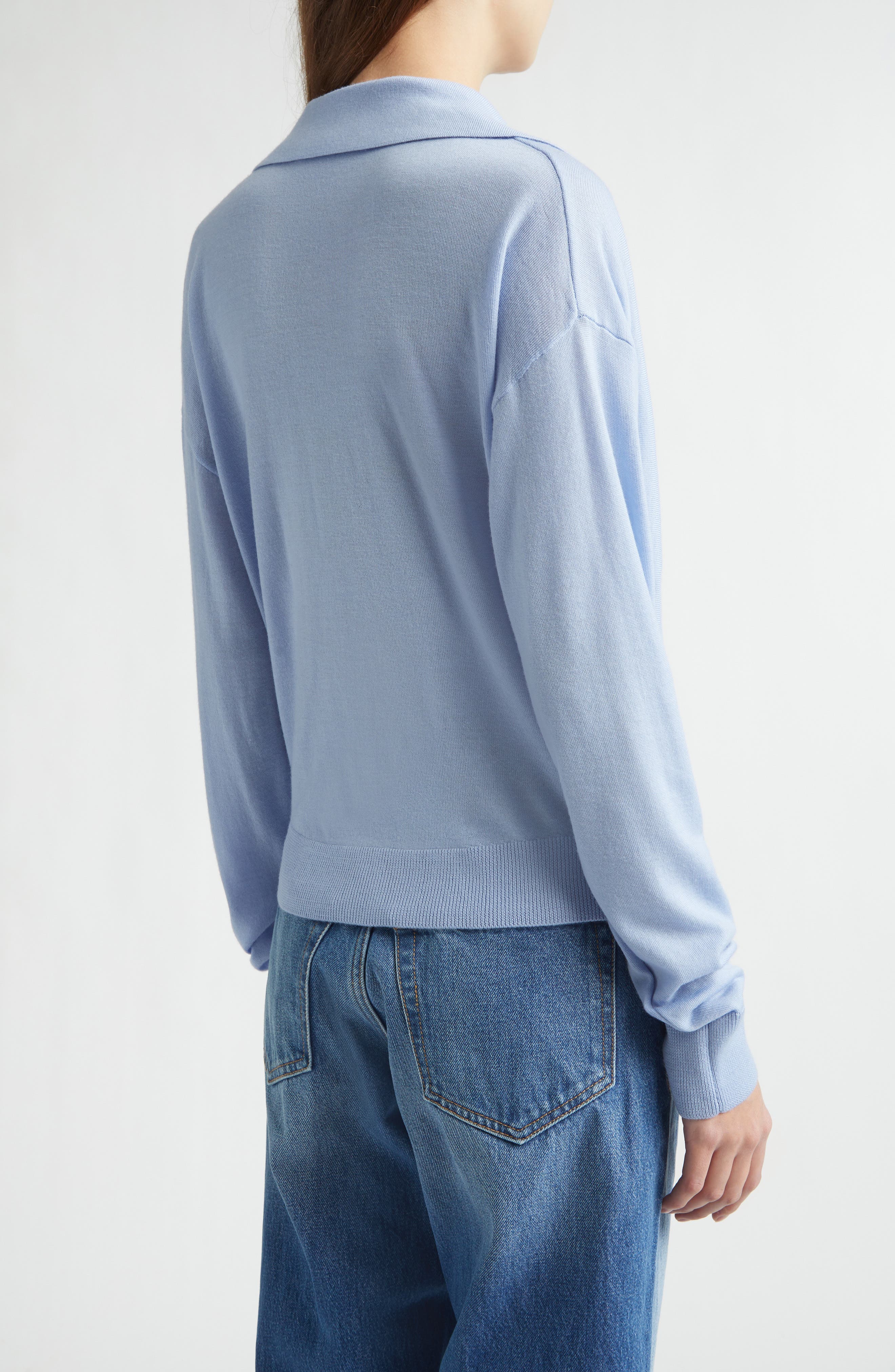 Drape Front Wool Polo Sweater - image 2