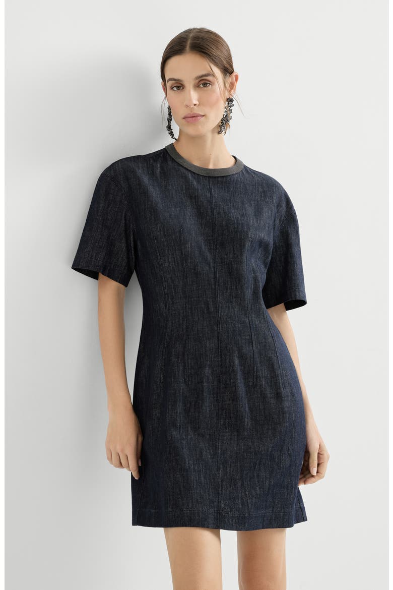 T-shirt dress with monili, Alternate, color, Denim