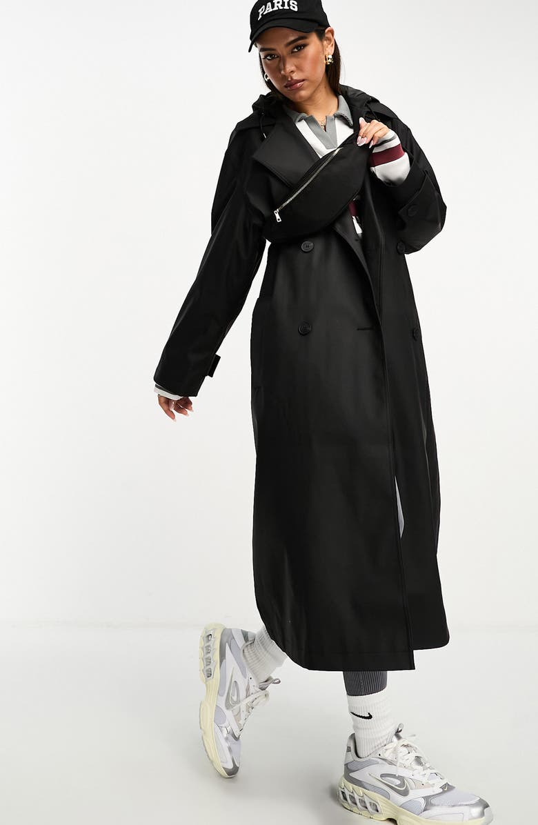 ASOS DESIGN Hooded Trench Coat, Alternate, color,