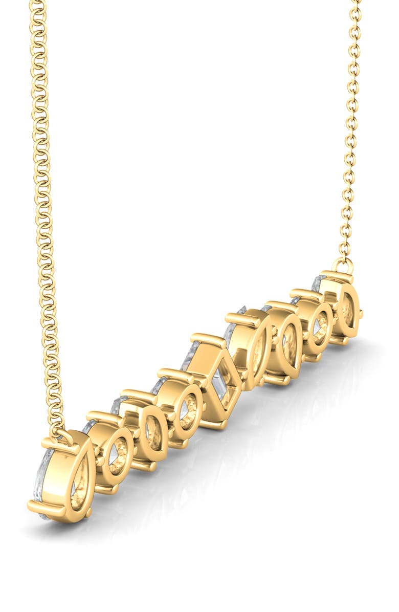 HauteCarat Mixed Lab Created Diamond Bar Pendant Necklace, Alternate, color, 18K Yg