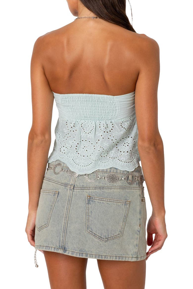 Eyelet Embroidered Cotton Tube Top, Alternate, color, MINT