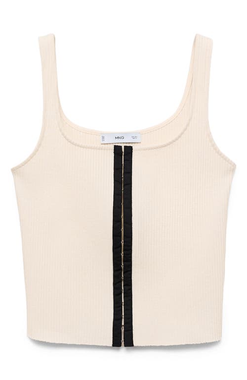 Mango Contrast Placket Rib Tank In White