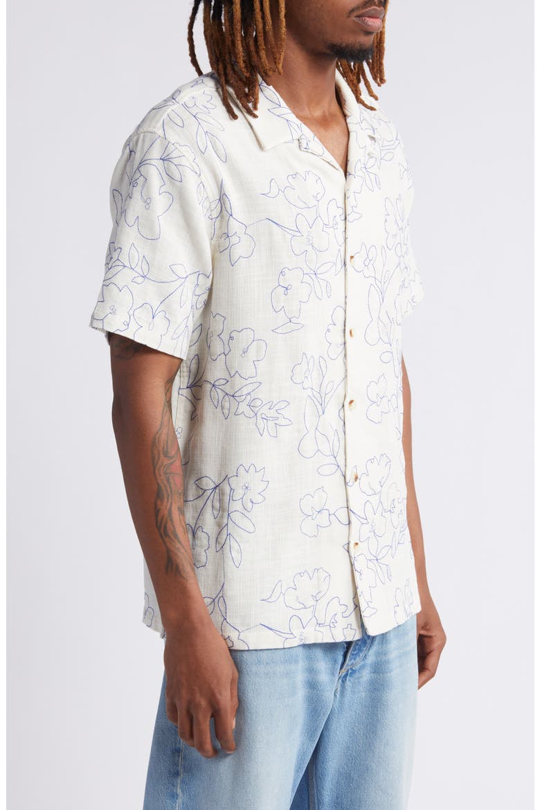 Floral Stitch Camp Shirt, Alternate, color, EGRET