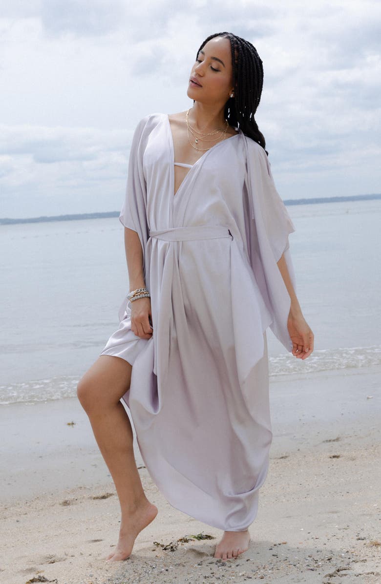 SAACHI Tie Front Kaftan, Alternate, color, Lilac