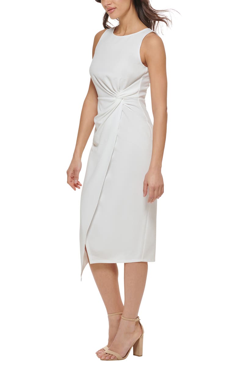 GUESS Sleeveless Scuba Crepe Faux Wrap Dress, Alternate, color, 