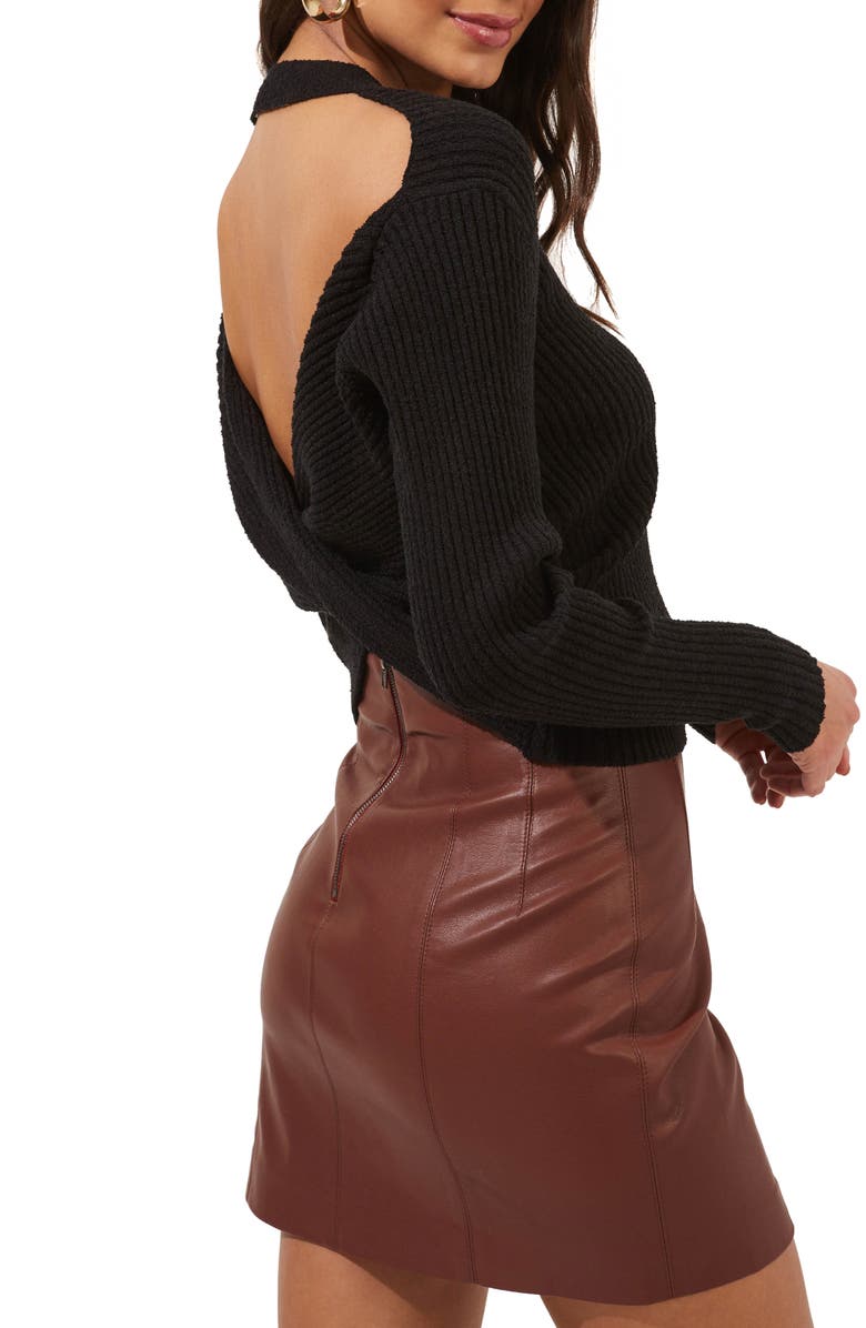 ASTR the Label Prescott Twist Back Cutout Sweater, Alternate, color, 