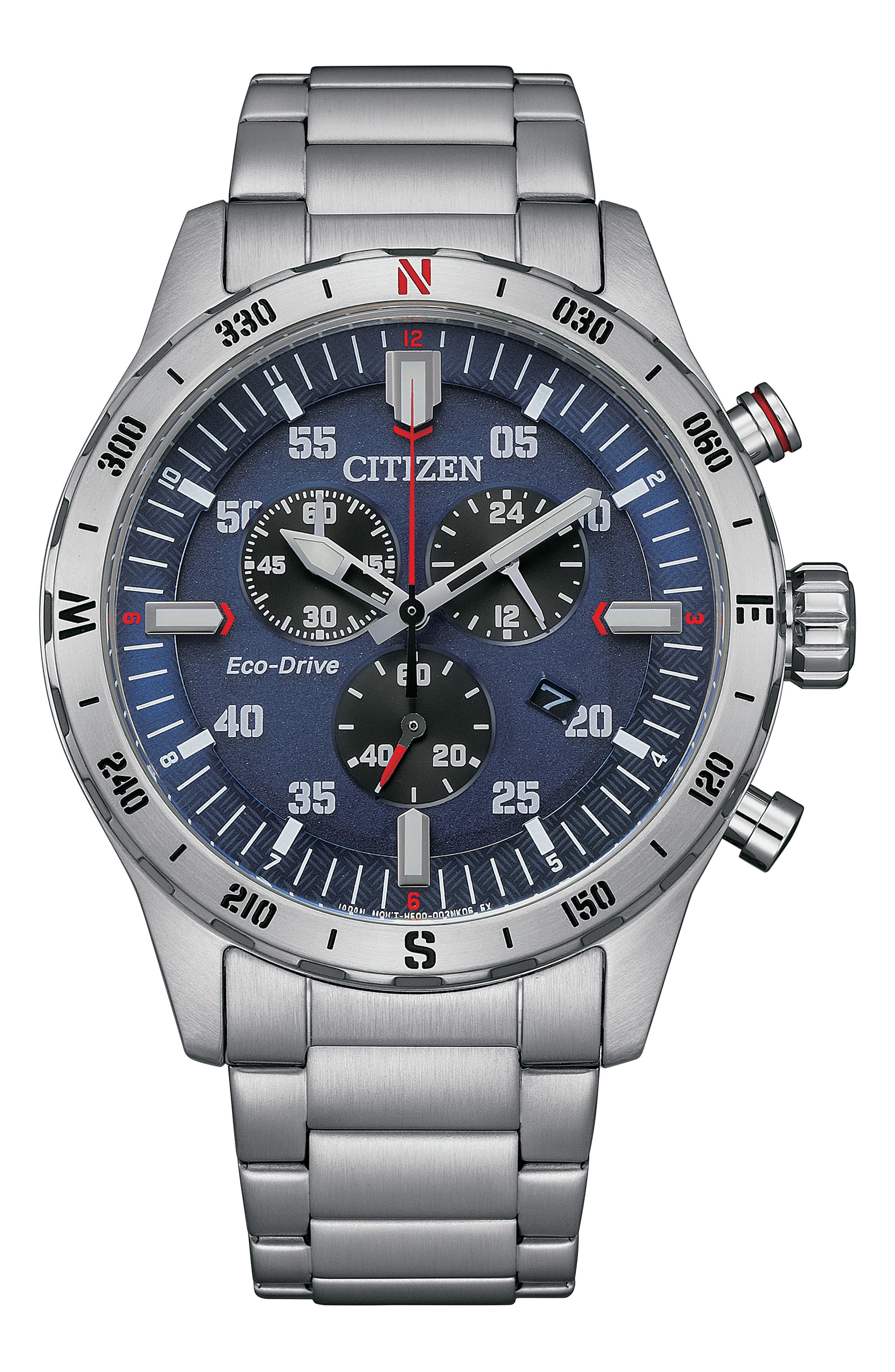 Eco-Drive Chronograph Bracelet Watch, 43mm