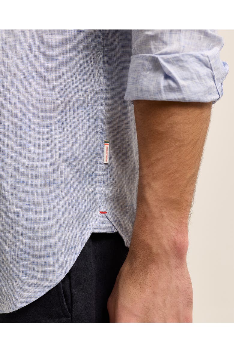 Giles Linen Tailored-Fit Shirt, Alternate, color, Navy/White