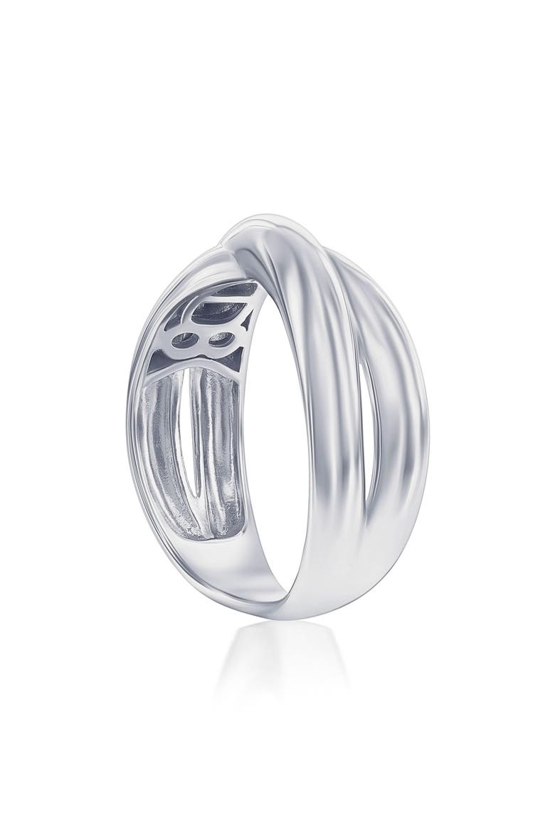 Puffed Crossover Ring, Alternate, color, SILVER