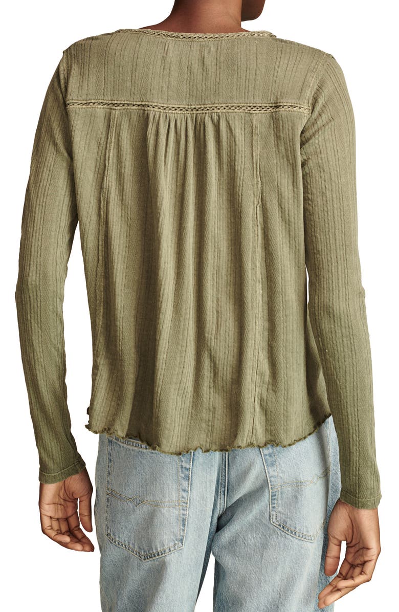 Lucky Brand Lace Trim Knit Top, Alternate, color, Dusty Oliv