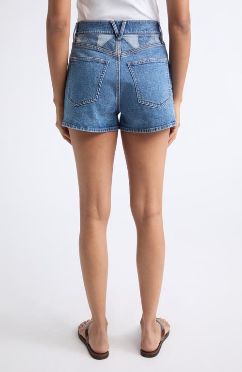 Veronica Beard Elijah Patchwork Denim Shorts In Blue