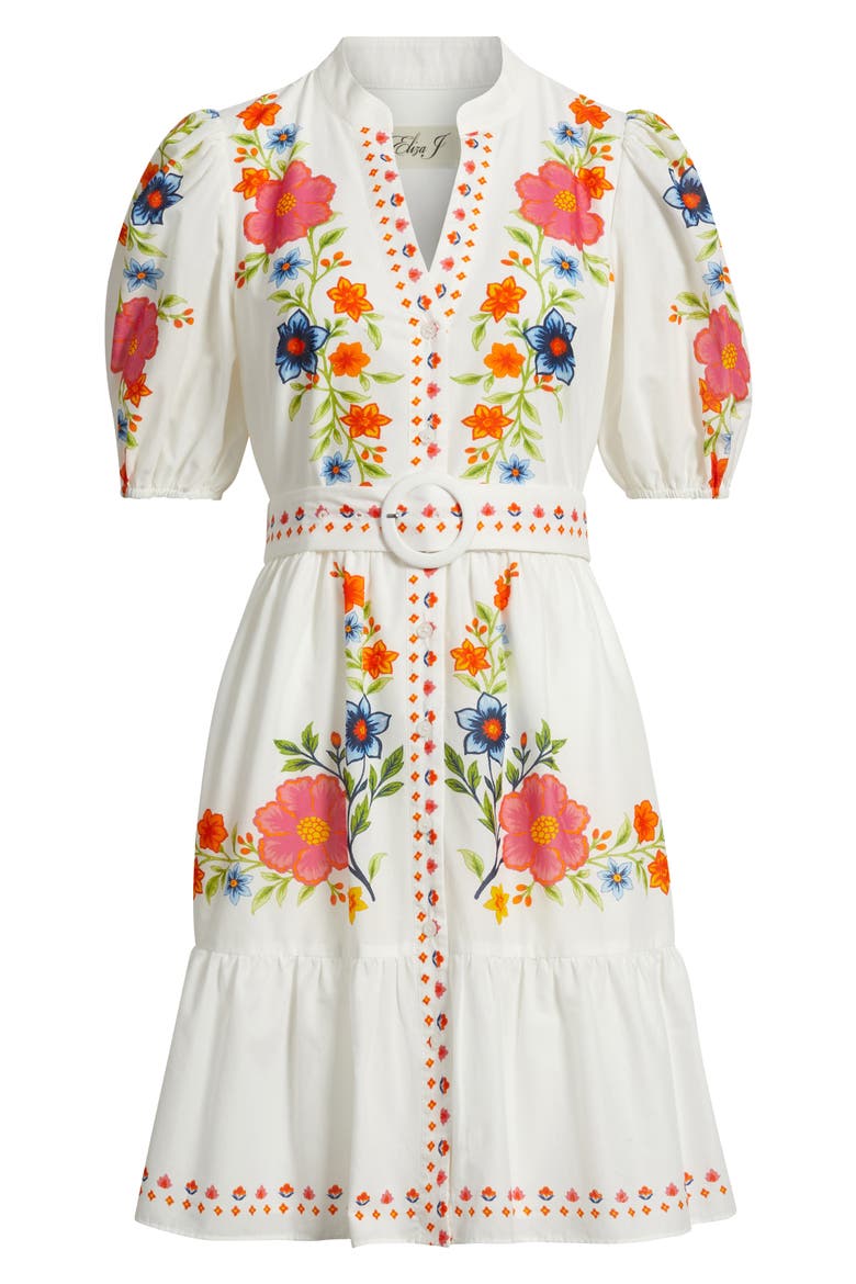 Floral Print Poplin Dress, Alternate, color, IVORY MULT
