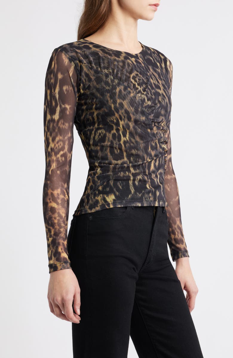 AllSaints Edana Mesh Top, Alternate, color, Jinx Golden Brown