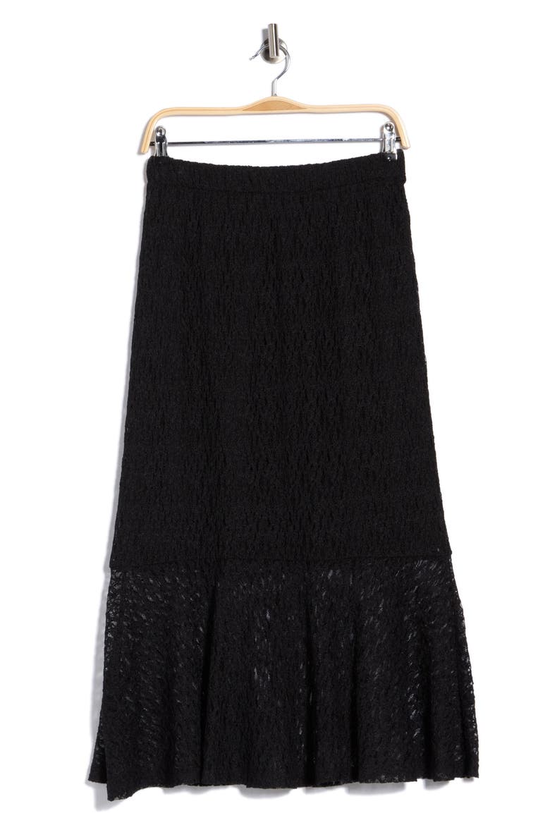 Lace Midi Skirt, Alternate, color, BLACK
