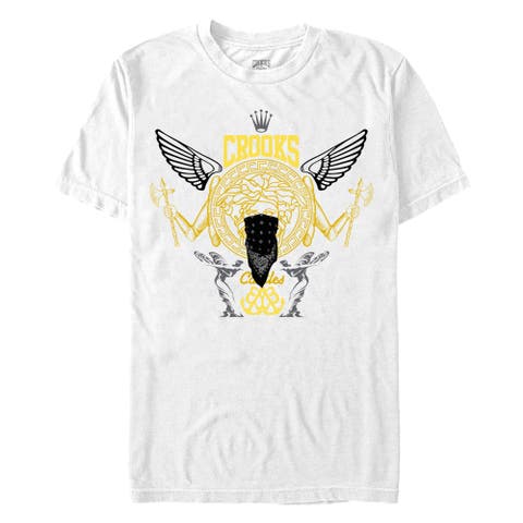 Men's Crooks & Castles Abstract Medusa Yellow and Black Logo  Graphic T-Shirt