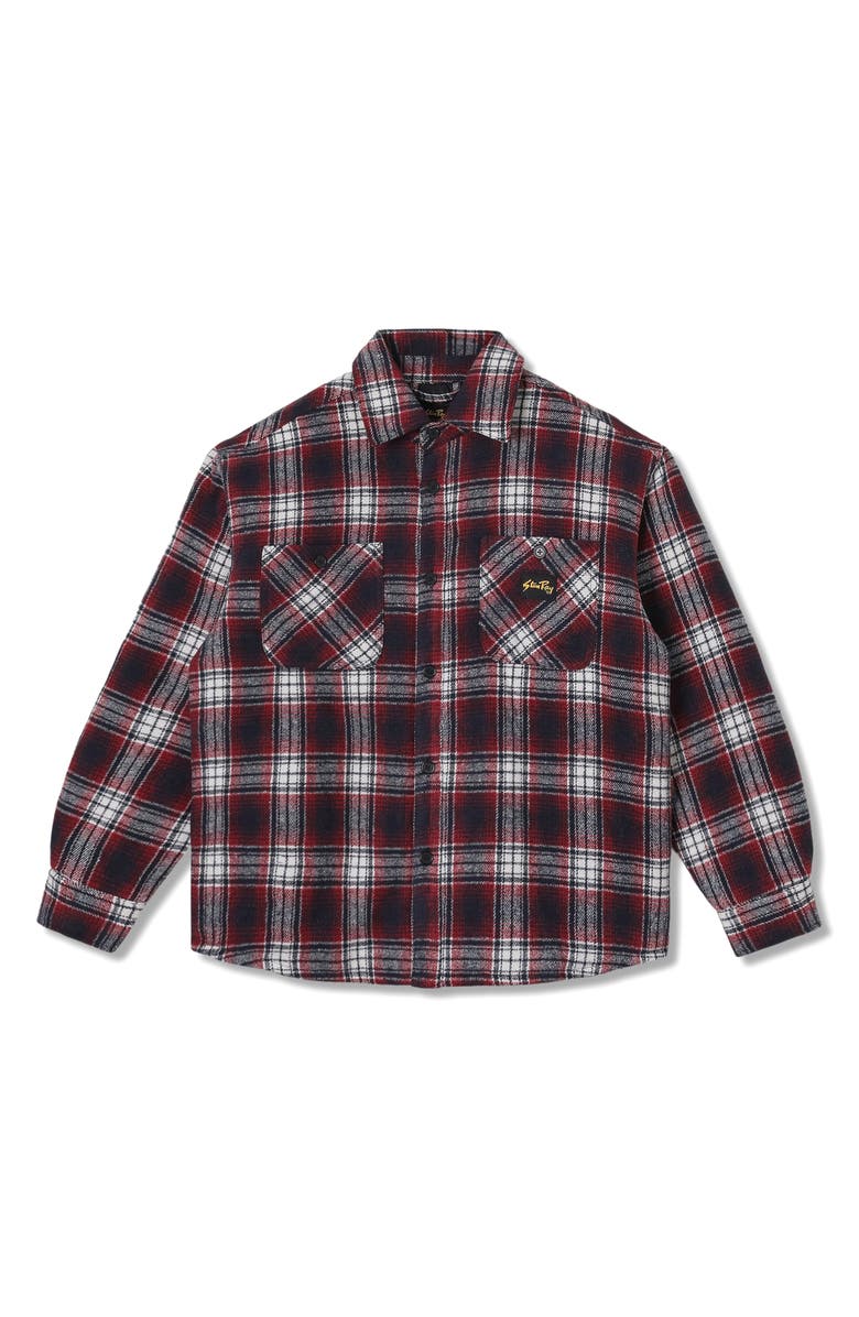STAN RAY Quilted Plaid Cotton Flannel Button-Up Overshirt, Alternate, color, Red