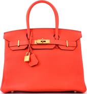 Pre-Owned Hermes Birkin Handbag Orange Togo with Gold Hardware 30
