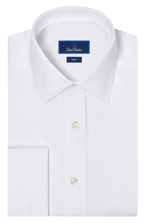 Trim Fit French Cuff Cotton Broadcloth Dress Shirt