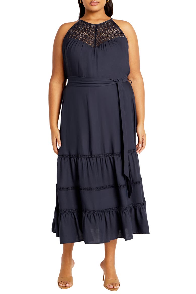 Alessia Sleeveless A-Line Dress, Main, color, NAVY
