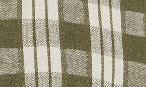 Ben Sherman Reworked Gingham Check Lyocell & Linen Camp Shirt In Olive