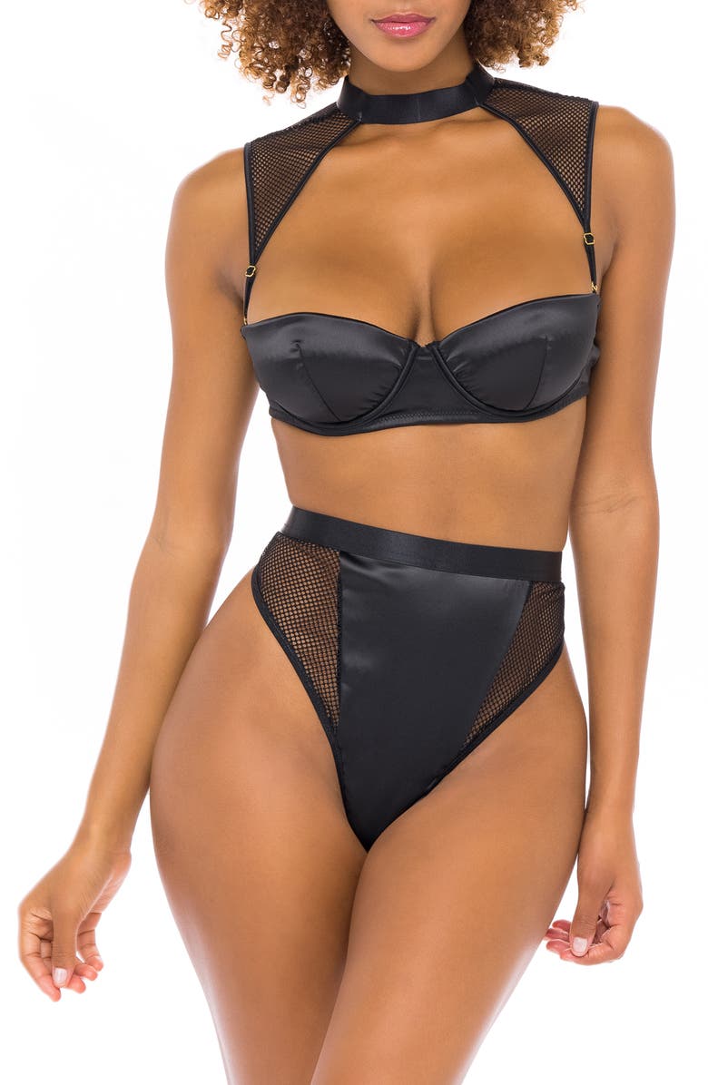 Oh La La Cheri Choker Underwire Bra & High Waist Thong Set, Main, color, 
