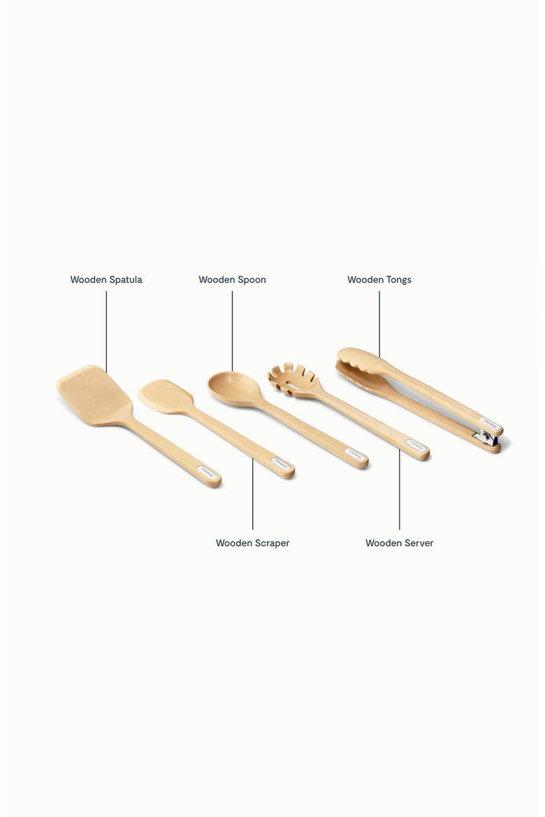 5-Piece Birch Kitchen Utensil Set, Alternate, color, BROWN