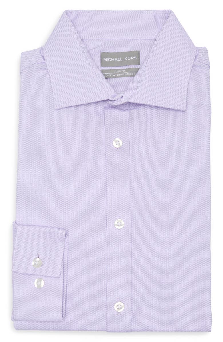 Michael Kors All Season Slim Fit Performance Dress Shirt, Alternate, color, Lilac