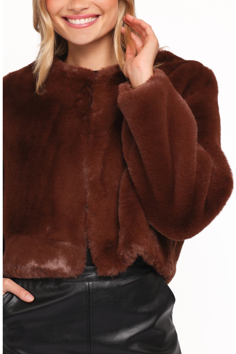 Minnie Faux Fur Jacket, Alternate, color, CHOCOLATE