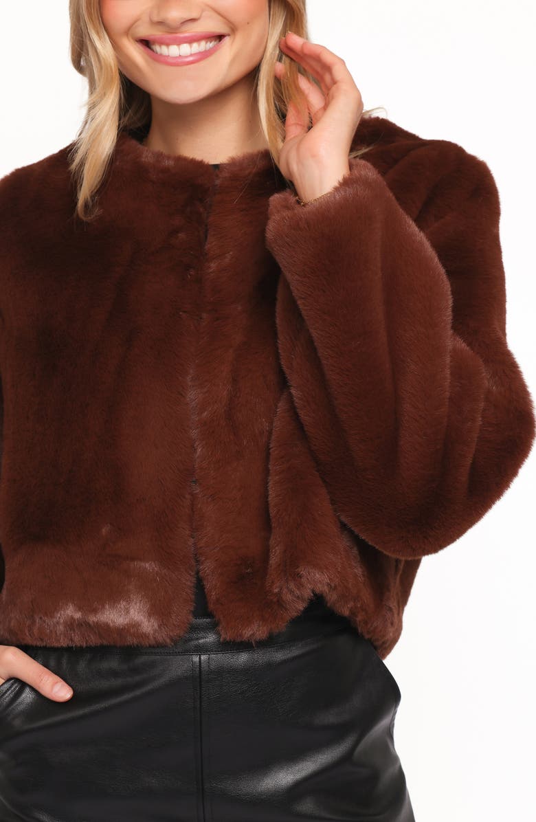 Petal & Pup Minnie Faux Fur Jacket, Alternate, color, Chocolate