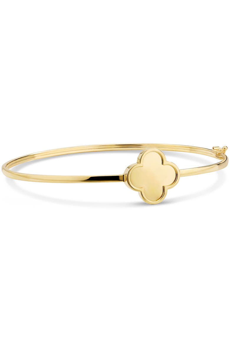 DEVATA Clover Bangle Bracelet in 14K Gold, 15mm, Main, color, Yellow Gold