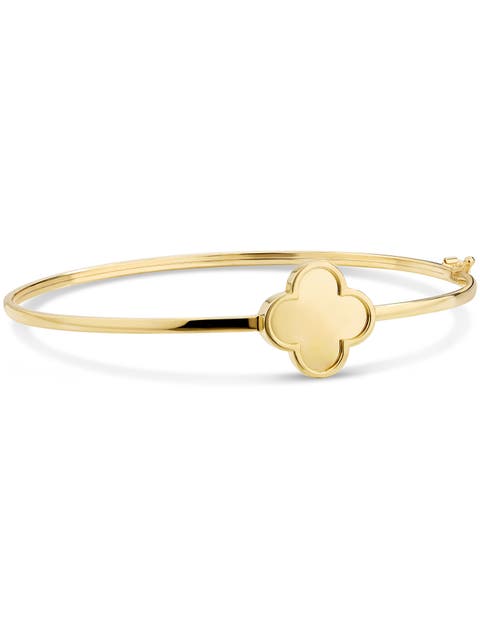 Clover Bangle Bracelet in 14K Gold, 15mm