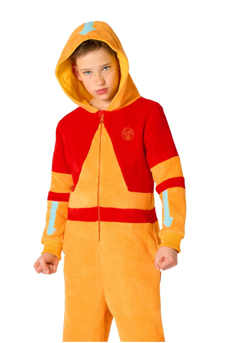 Kids' Aang Hooded Jumpsuit, Alternate, color, Beige/Red