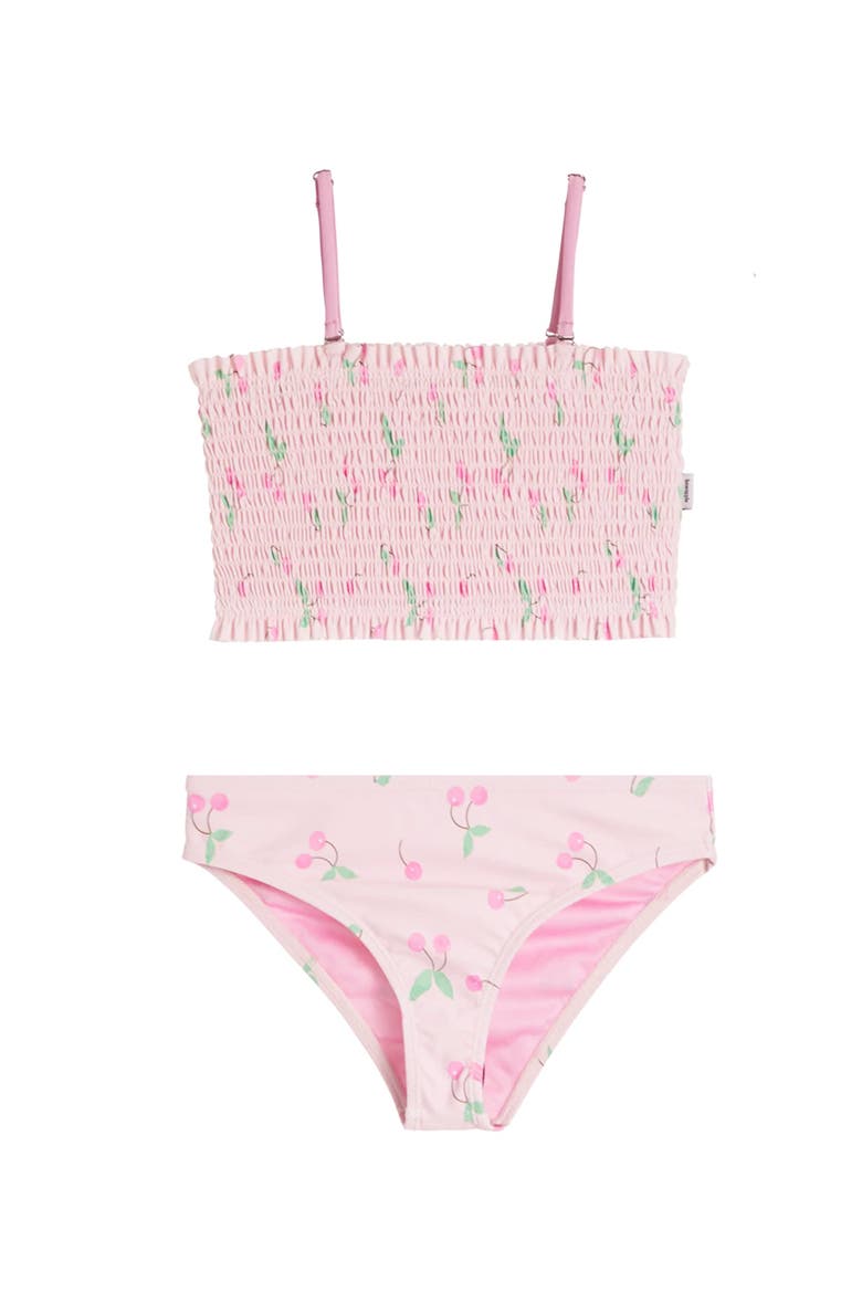 Smocked Chery Bikini Swimsuit, Main, color, Pink