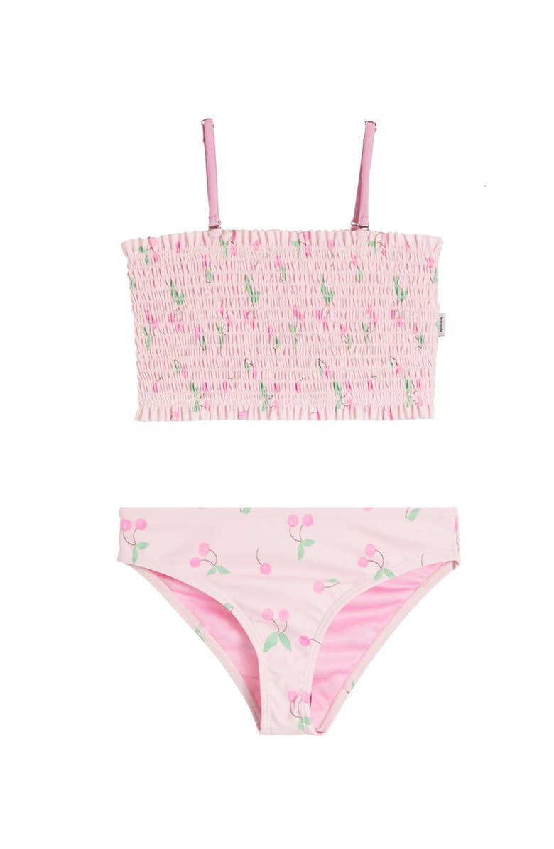 Limeapple Smocked Chery Bikini Swimsuit, Main, color, Pink