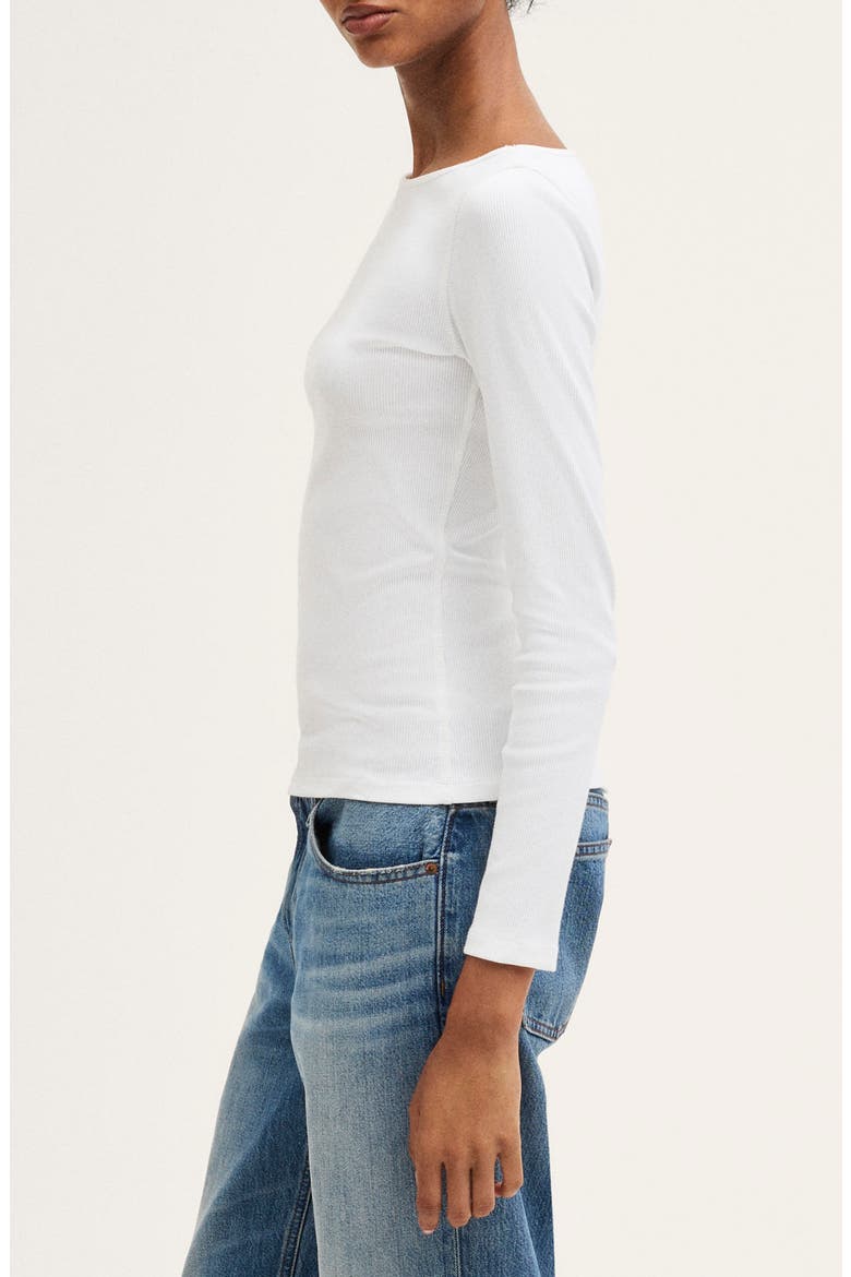 The Boatneck Layering Top in Utility Rib, Alternate, color, TRUE WHITE