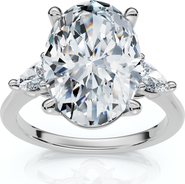 Bliss Diamond Certified 4 1/3Ct Oval/Pear Diamond Engagement Ring 14k Gold or Pt Lab Grown