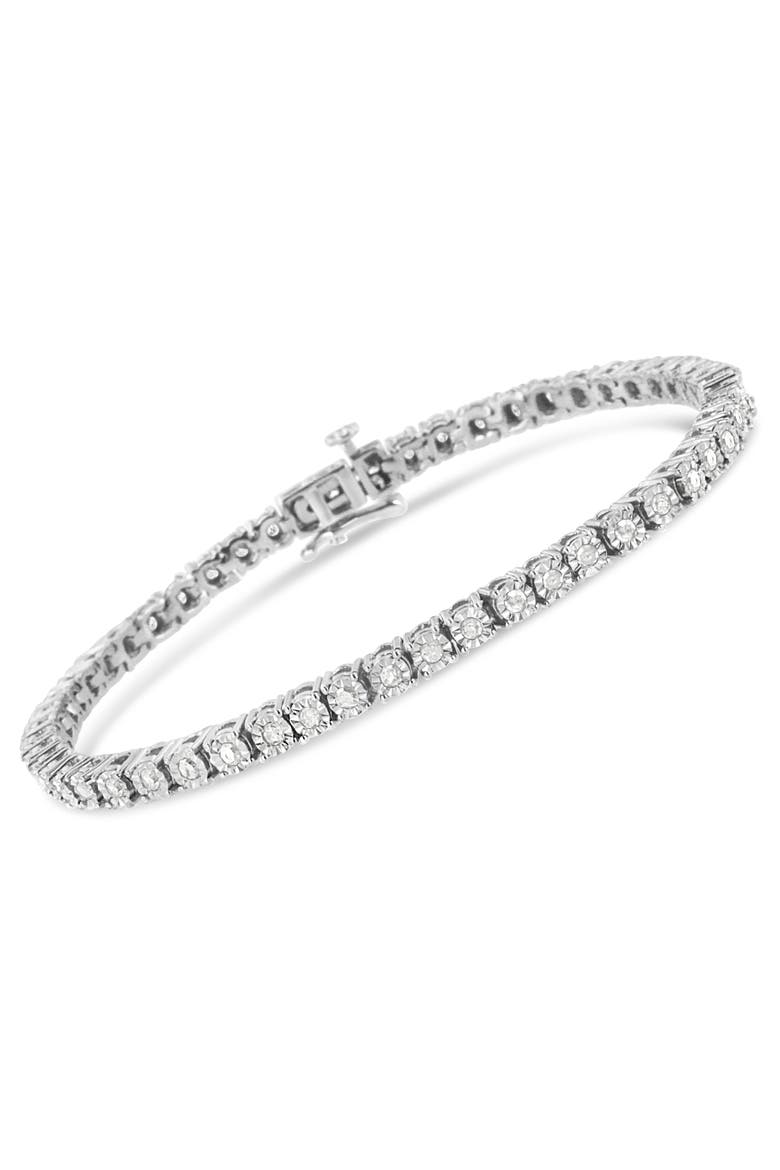 IGI Certified Silver 1.0 Cttw Miracle-Set Diamond Miracle Plate Tennis Bracelet, Alternate, color, Silver