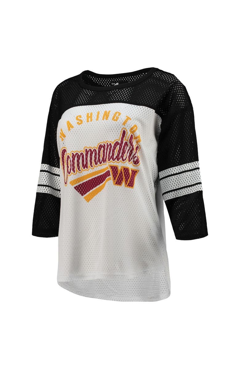 G-III 4HER BY CARL BANKS Women's G-III 4Her by Carl Banks White/Black Washington Commanders First Team 3/4-Sleeve Mesh T-Shirt, Alternate, color, White