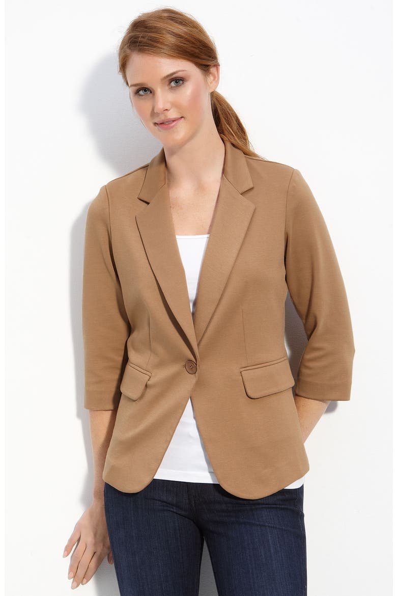 Three Quarter Sleeve Knit Blazer, Main, color, CAMEL