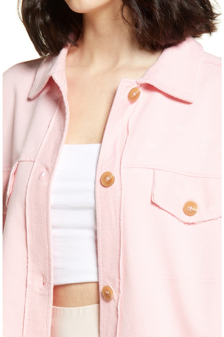 Oversize Cotton Blend Shirt Jacket, Alternate, color, PINK CANDY BLEACH SPLATTER