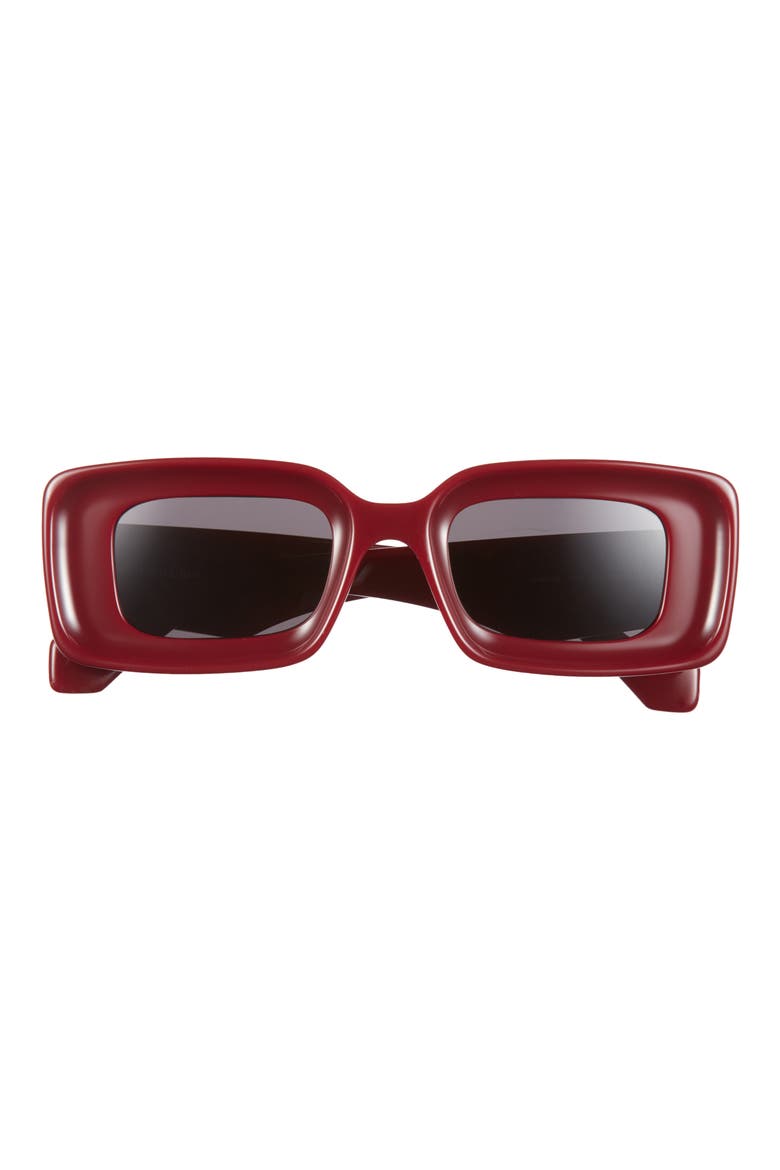 Chunky Anagram 46mm Rectangular Sunglasses, Main, color, SHINY RED / SMOKE