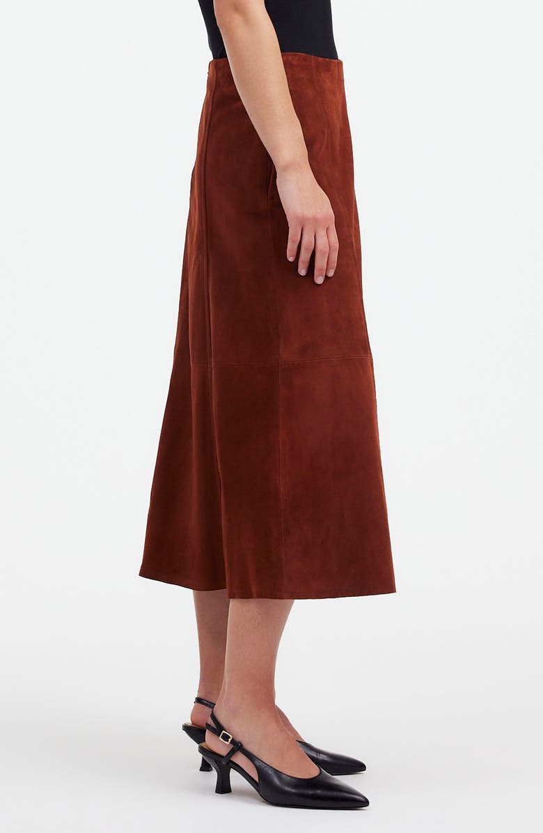 Madewell Seamed Suede Midi Skirt, Alternate, color, 