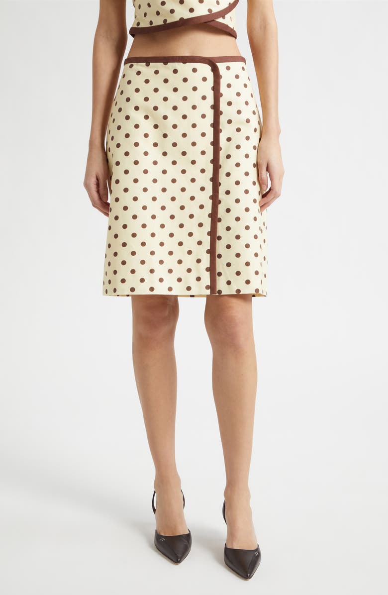 POSSE Bowie Polka Dot Pencil Skirt, Main, color, Vanilla/ Choc