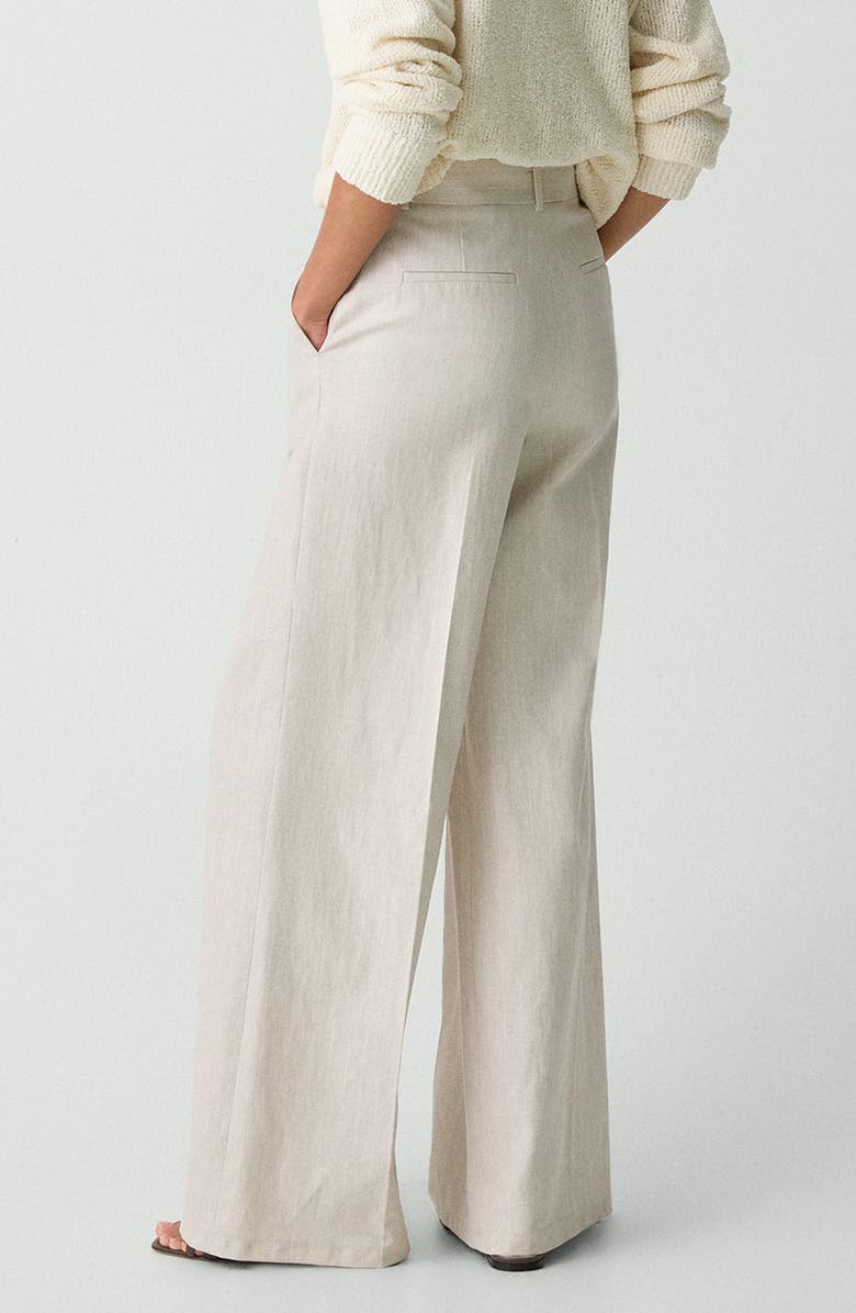 Theory Stripe Stretch Cotton & Linen Wide Leg Pants, Alternate, color, Sand Multi