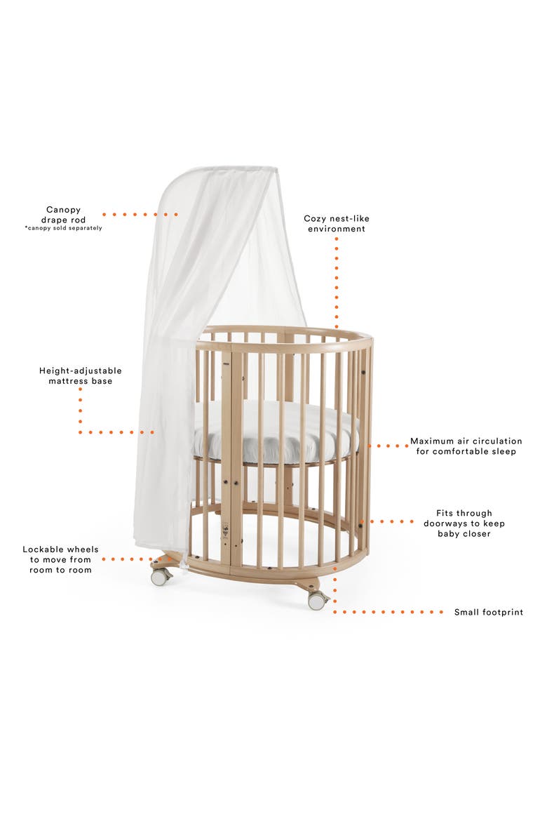 Sleepi Mini Crib, Drape Rod & Mattress Bundle, Alternate, color, HAZY GREY