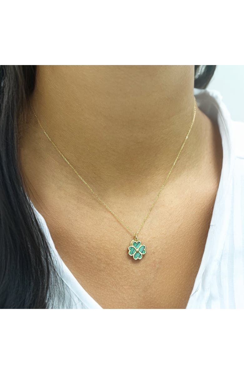 The Lovery Fine Jewelry Malachite Four Leaf Clover Charm, Alternate, color, Malachite