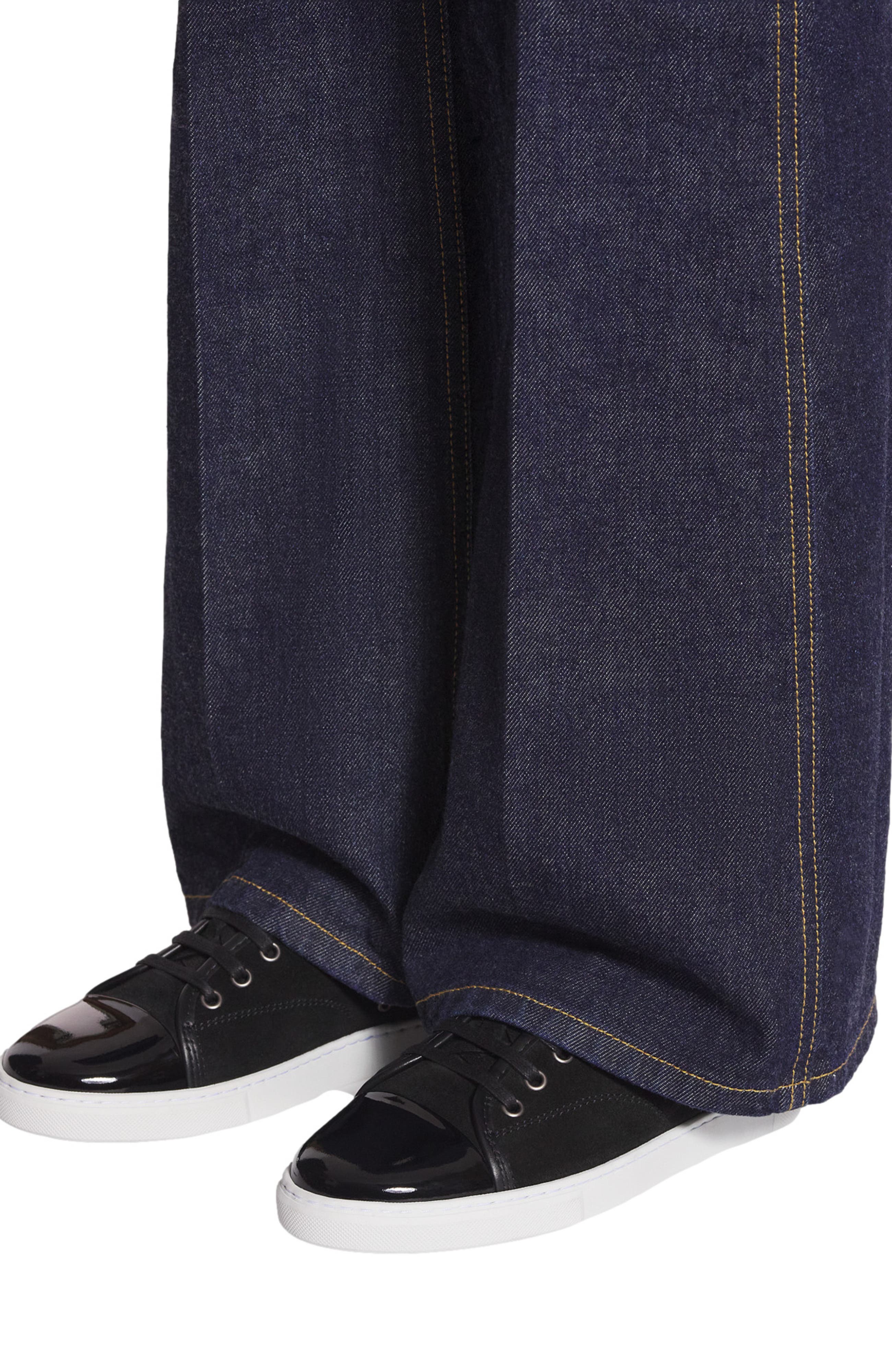 Lanvin DBB1 SNEAKERS IN SUEDE AND PATENT LEATHER, Alternate, color, Black