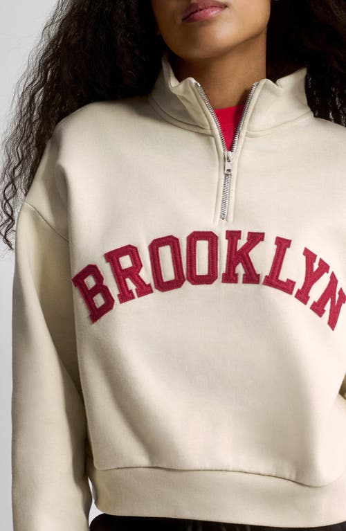 Brooklyn Industries Appliqué Graphic Half-zip Sweatshirt In Neutral