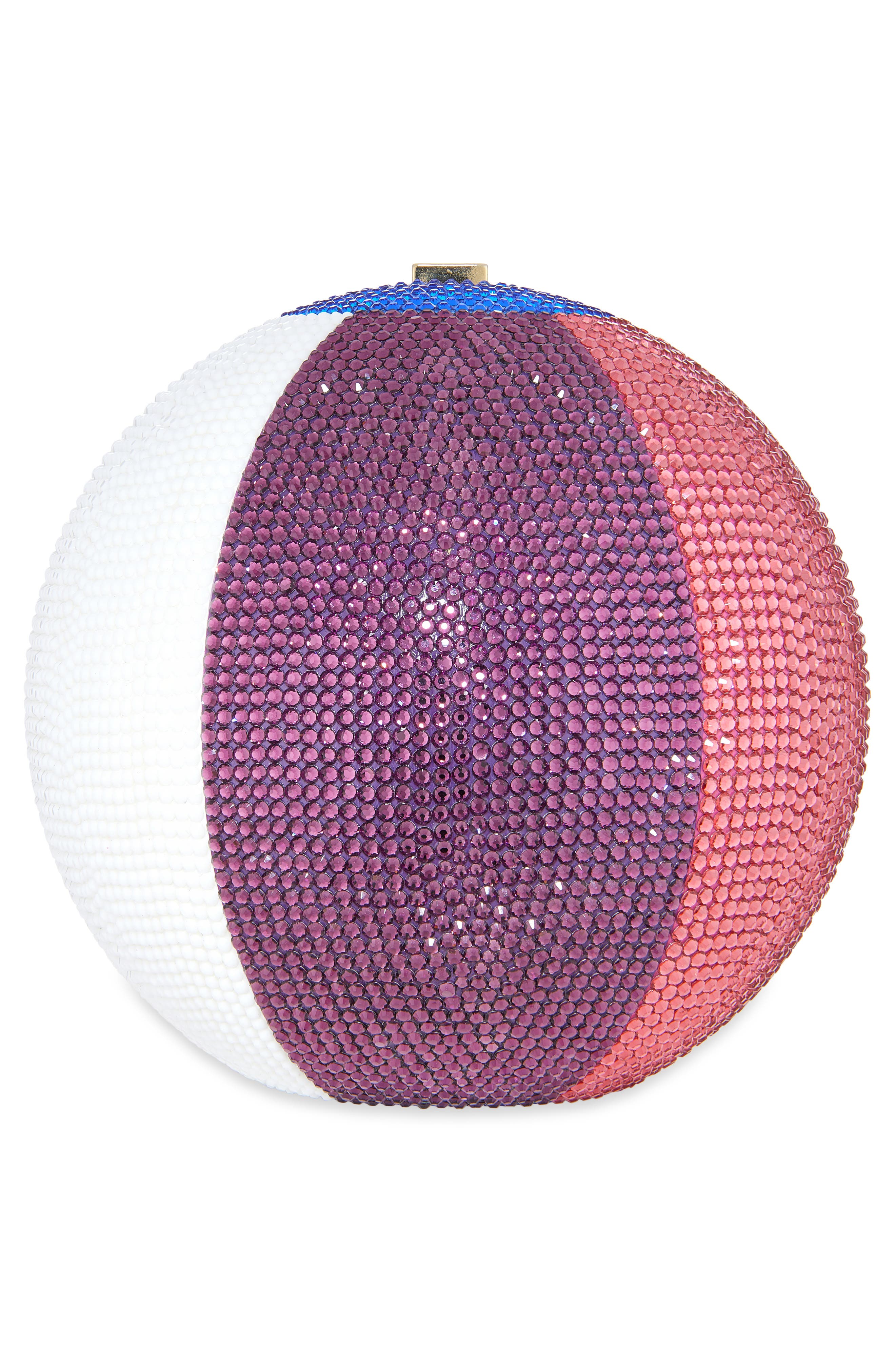 JUDITH LEIBER COUTURE Colorblock Beach Ball Crystal Sphere Clutch, Alternate, color, Champagne Chalk Multi